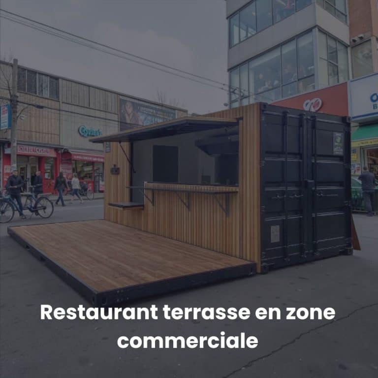 restaurant mobile et terrasse dans zone commerciale